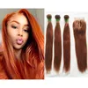 Brazilian Human Hair Weave Color 33 Bundles with Closure Peruvian Malaysian Dark Auburn Straight Hair Weave 3 Bundles with 4x4 Lace Closure