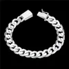 10MM square buckle side body pattern hand men039s s sterling silver plated bracelet men and women 925 silver 1246570