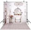 Luxus-Hochzeitshintergrund für Fotostudio, bedruckte Statue, Schminkspiegel, Kronleuchter, weiße Wand, Innenfotografie-Hintergründe