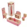 Bambole in legno Mobili da bagno Letto a castello Casa Bambole per bambini in miniatura Accessori per case delle bambole per bambini Gioca a giocattoli