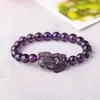 Crystal Black Recruit Pixiu Armband en Single Hand String Sieraden Wealth Troops Obsidian White Quartz Pink Purple