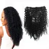 7 adet / takım 120G Afro Kinky kıvırcık klip insan saçı postiş Perulu Remy saç klip Ons 100 % insan doğal saç klip Ins paket