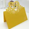 Laser Cut Place Cards Party Table Decoraties met harten Bloemen Papier Carving Naam Lables voor bruiloften PC35