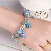 925 Sterling Silver Blue Charm Bead fit European Pandora Bracelets for Women Cinderella Crystal Shoe Charm Beads Snake Chain Fashion Jewelry