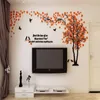 Оптовая стены стикеры акриловые пара дерево стены наклейки гостиная спальня ТВ стены 3D наклейки DIY Home Decor
