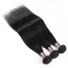 Ishow Straight 3 st Obehandlat Brasilianska Virgin Mänskliga Hårbuntar Peruvian Extensions För Kvinnor Flickor Naturlig Svart Färg 8-28Inch