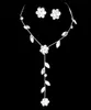 nuova collana da sposa in due pezzi con gemma di fiori di prugna, set di orecchini, collana lunga, moda classica, squisita ed elegante