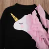 Abbigliamento coordinato per la famiglia Abiti mamma e me Bambini Neonate Unicorno Top Felpe Maniche lunghe T-shirt cartoni animati Vestiti per la figlia della madre