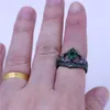 Новое кольцо Claddagh, ювелирные изделия с камнем, обручальное кольцо, набор колец для женщин, зеленый 5A, циркон, Cz, черное золото, заполненное женское вечернее кольцо304a