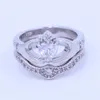 Couple claddagh ring Diamonique Jewelry Wedding band rings set for women heart 5A Cz White Gold Filled Female Party Ring