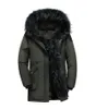 Mäns Long Down Jacket Vinterrockar Real Fur Hooded Down Parka Tjockad Varm Windbreaker Ytterkläder Överrock Snö Toppar 2022