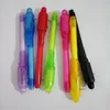 200pcs Magic 2 w 1 UV Light Combo Creative Spiratery Invisible Ink Pen popularny losowy kolor