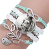 Moda cavallo Cabochon in vetro Infinity Love Bracciale in pelle per ragazze Donne Film tempo pietra preziosa uomini fatti a mano gioielli hip hop nave di goccia