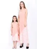 2018 Mommy And Me Dresses Family Matching Clothes Mother And Daughter Dresses Family Look Kids Girls Stripe Dress Outfits 2Colors