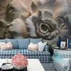 Personalizado Mural Papel De Parede Pintura De Parede 3D Relevo Rosa Flor Papel De Parede Para Sala de estar Sofá TV Fundo Mural Da Parede Home Decor 3D