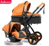 Belecoo Baby Cart 2 в 1. 3 в 1 может сидеть и ложиться сложить двустороннюю поглотительную коляску эко кожи