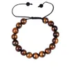 Męska Moda Naturalne Tiger Eye Beads Matte Onyx Kamień Woven Bransoletka Bransoletki Healing Balance Modlitwy Kobiety Mężczyźni Biżuteria Hurtownie