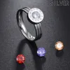 Love Screw Crystal Stone Roman Numerals Ring Jewelry 4 Color Stones Interchangeable Rings Stainless Steel for woman