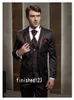 Top Design Groom Tuxedos Two Button Brown Notch Lapel Groomsmen Best Man Suit Wedding Mens Suits (Jacket+Pants+Vest+Tie) J382