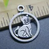 Wholesale 100pcs Cute Pet Cat Charms Pendant Retro Jewelry Making DIY Keychain Ancient Silver Pendant For Bracelet Earrings 23*18mm
