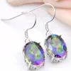 Holiday Jewelry Gift Luckyshine Rainbow Mystic Topaz 925 Silver Plated High Qualit Classic For Women Colorful Zircon Drop Earrings