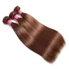 Pelo virginal brasileño Recto #4 color El cabello humano brasileño teje Paquetes de cabello lacio brasileño Marrón claro