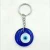 10pcs Lot Vintage Silver Turkish teardrop blue Glass evil eye Charm Keychain Gifts Fit Key Chains Accessories Jewelry A29241Y