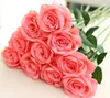 Roses artificielles en soie, nouveaux Styles, fleurs artisanales, fleurs au toucher réel, pour mariage, décoration de salle de noël, 9 couleurs, GA223