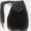 Pony Tail uzantıda 160g İnsan Saç Kinky Ponytails Hairpieces İçin Amerikan Siyah Kadınlar afro Kıvırcık at kuyruğu İpli Klip