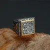 Punk Crown Pattern Mens Signet Rings Vintage Square Titanium Stainless Steel Crystal Rings for Men Jewelry2174219