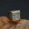 Punk Crown Pattern Mens Signet Rings Vintage Square Titanium Steeld Stains Steel Rings for Men Jewelry