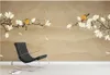Fond d'écran de chambre 3d Po Murale non tissée Nouveau chinois magnolia fleur fleurs fleurs et oiseaux Wal Walpuler pour murs 2914509