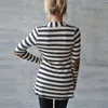 Ny 2018 Höst ytterkläder Kvinnor Långärmad Striped Printed Cardigan Casual Armbow Patchwork Stickad oregelbunden tröja plus storlek