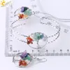 CSJA Tree of Life Sieraden Set voor Vrouwen 7 Chakra Gravel Bead Statement Earring Ketting Armband Manchet Bangle Natural Gemstone Sieraden F649