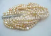 Bracelet de perles d'eau douce 8 rangs rose baroque 5-7mm 7.5 pouces nature FPPJ perles en gros