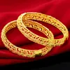 1 stuks holle filigraan vrouwen bangle vaste 18k geel goud gevuld bruiloft vrouwelijke armband openbare engagement geschenk