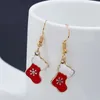 Simple Longe Christmas Socks Dangle Kroonluchter Oorbellen met Rhinestone Sneeuwvlok Mode Meisjes Sieraden Holiday Gift