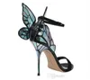 Heißer Verkauf Marke Sophia Webster Cleo Sandalen Echtes Leder Pumps Schmetterling Ultra High Heel Sandalen Für Frauen Sexy Stiletto Schuhe