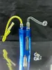 Tubo de água de aço inoxidável azul atacado acessórios para bongos de vidro, cachimbo de água de vidro para fumar, frete grátis
