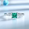 Green Nano Emerald Ring Oryginalne Solid 925 Sterling Silver Moda Vintage May Bittstone Pierścienie Dla Kobiet Fine Jewelry