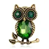 3 färger Rhinestone Retro Owl Pin Brooch Designer Brosches Badge Metal Enamel Pin Broche Kvinnor Lyx Smycken Party Decoration