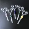 Wholesale Double Tube Pyrex Glass Pipe Skull Oil Burner Pipes MIni Hand Smoking Pipe Recycler Oil Rig With Two Bowl Free DHL