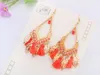 Tassel chandelier earrings jewelry fashion women bohemia colorful feathers gold plated chains tassels alloy long dangle earings