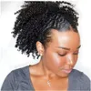 Афро кудрявый вьющиеся человеческие волосы шнурок хвостик расширение вьющиеся волосы бразильской Девы клип 100% реальные волосы пони хвост шиньон 120 г