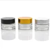 5 g, 10 g, 20 g, 30 g, 50 g, Reise-Mini-Cremeglas, Klarglasbehälter mit Gold-Schwarz-Silber-Kappe, Kosmetikverpackung F1221