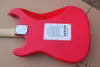 Chitarra elettrica bianca rossa personalizzata di fabbrica con motivo speciale, tastiera in palissandro, pickup SSS, che offre servizi personalizzati