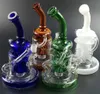 Färgglada Tornado Recycler Glass Bongs Showerhead Perc Dab Rigs Klein Recycler Bong Heavy Base Waterpipes Kvinna Joint 14mm med skål WP308