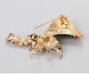 New Christmas Angel Brooch Colorful Rhinestone Enamel Gold-plated Alloy Pin Girl With Wing and Horn Brooch Fashion Jewelry