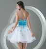 Plus Size Prom Dresses Short White Blue Cocktail With Appliques Sweetheart Neckline Heart Above Knee-Length Party Dresses DH376