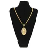 New Men's and Women's Hip Hop Jewelry Virgin Mary Oval Diamond Gold Plated Full Pendant Necklace